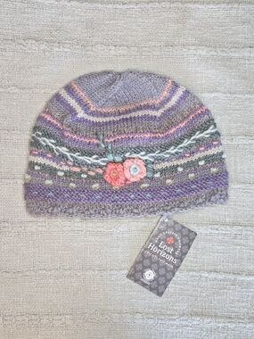 Lost Horizons Women's Handknit Wool Beanie With Crochet Flowers